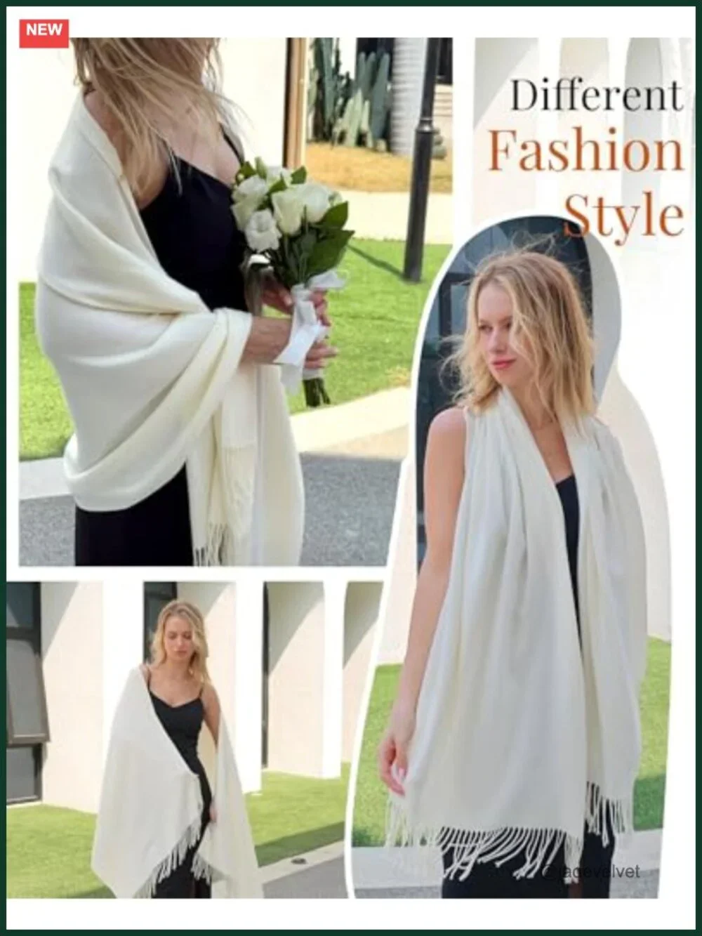 Buttery Soft Pashmina Shawl Wrap - Oversized Blanket Scarf - Viscose Blend -